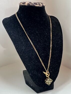 LOEWE (Inspired) Gold Tone Pendant Necklace with Iconic Anagram Charm